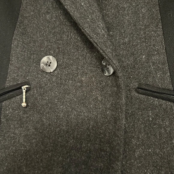 100% wool vintage coat made in USA mid length black and white tuxedo shape - Picture 3 of 6